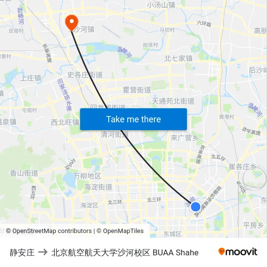 静安庄 to 北京航空航天大学沙河校区 BUAA Shahe map