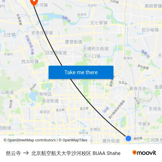 慈云寺 to 北京航空航天大学沙河校区 BUAA Shahe map