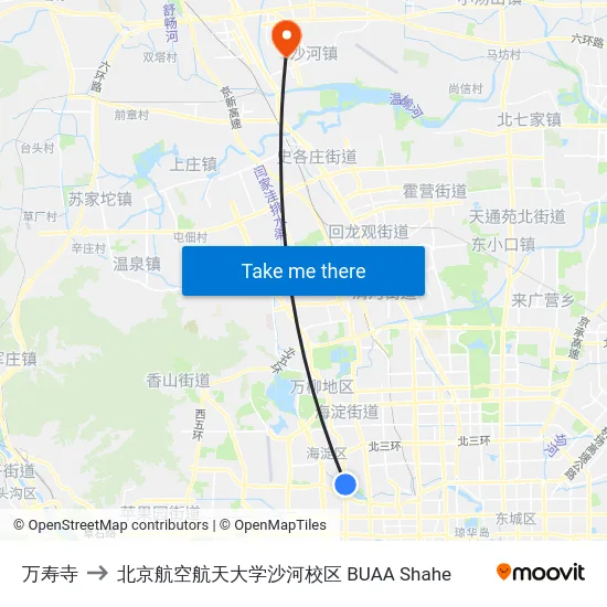 万寿寺 to 北京航空航天大学沙河校区 BUAA Shahe map