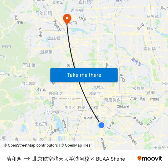 清和园 to 北京航空航天大学沙河校区 BUAA Shahe map
