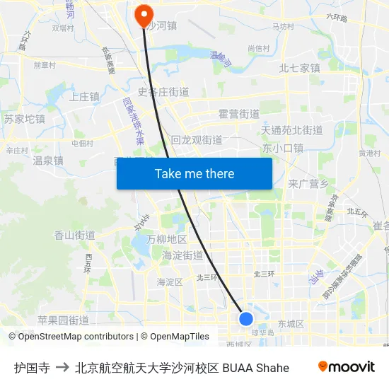 护国寺 to 北京航空航天大学沙河校区 BUAA Shahe map