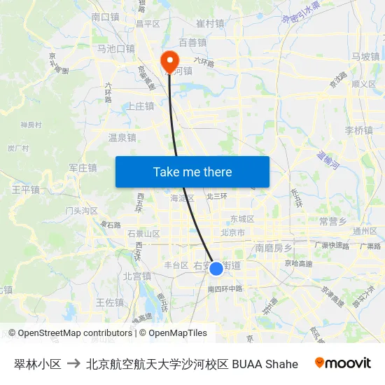翠林小区 to 北京航空航天大学沙河校区 BUAA Shahe map
