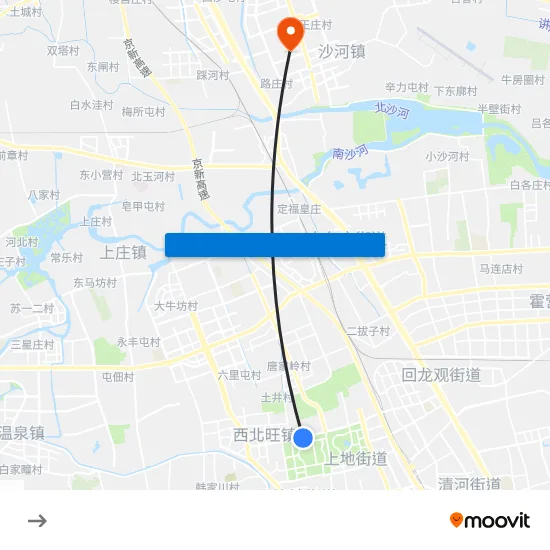 后厂村东(后厂村路) to 北京航空航天大学沙河校区 BUAA Shahe map