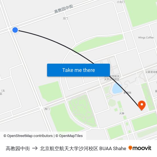 高教园中街 to 北京航空航天大学沙河校区 BUAA Shahe map