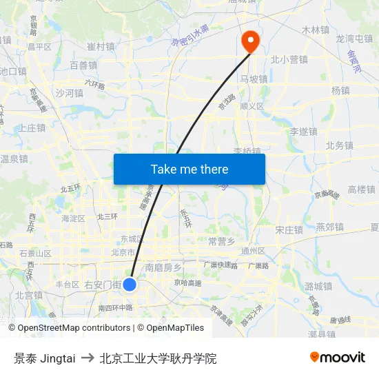 景泰  Jingtai to 北京工业大学耿丹学院 map
