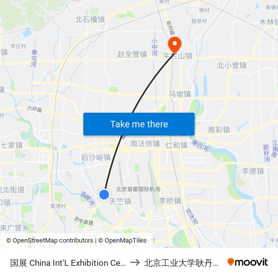 国展 China Int'L Exhibition Center to 北京工业大学耿丹学院 map