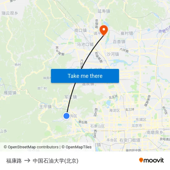 福康路 to 中国石油大学(北京) map