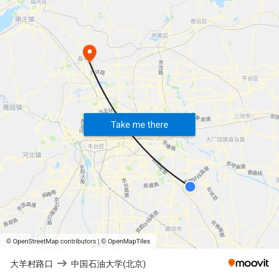 大羊村路口 to 中国石油大学(北京) map