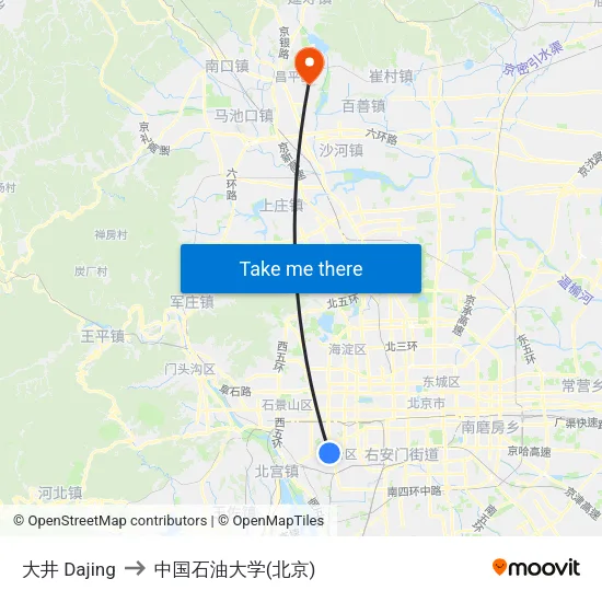 大井 Dajing to 中国石油大学(北京) map