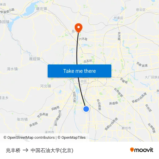 兆丰桥 to 中国石油大学(北京) map