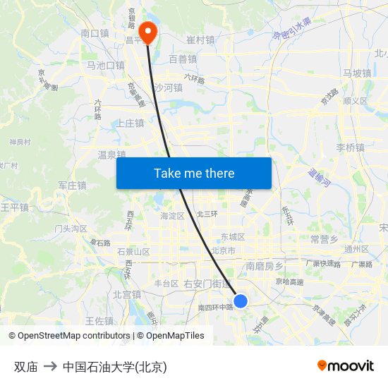 双庙 to 中国石油大学(北京) map