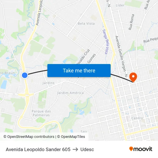 Avenida Leopoldo Sander 605 to Udesc map