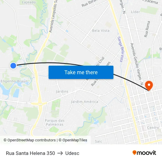Rua Santa Helena 350 to Udesc map