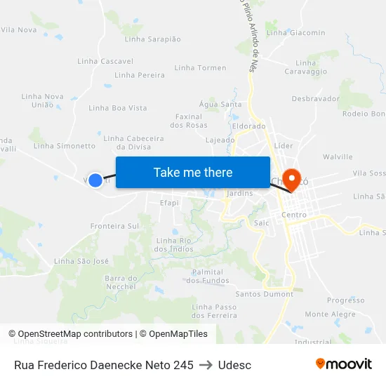 Rua Frederico Daenecke Neto 245 to Udesc map