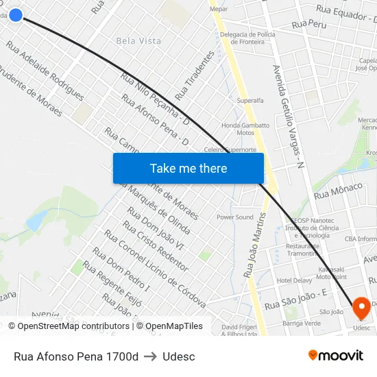 Rua Afonso Pena 1700d to Udesc map