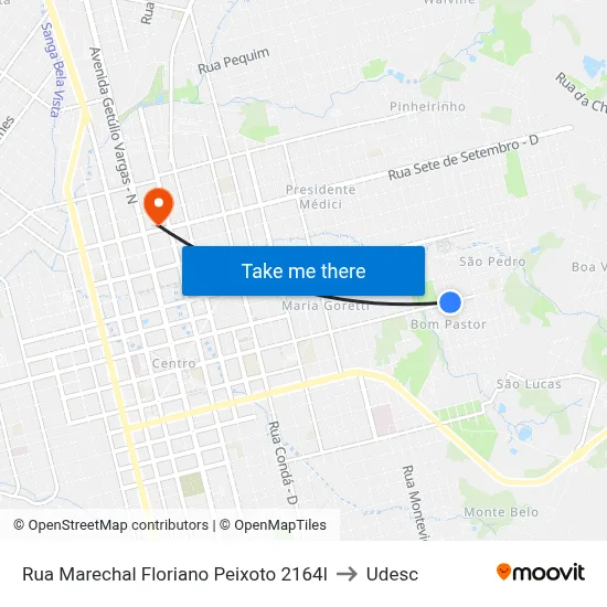 Rua Marechal Floriano Peixoto 2164l to Udesc map