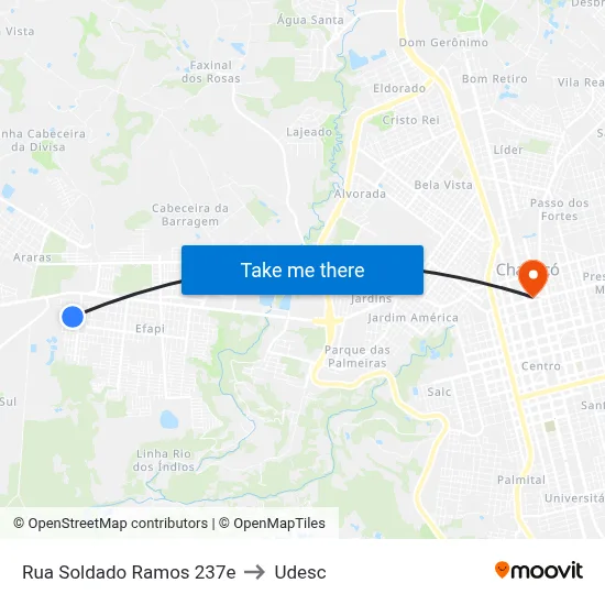 Rua Soldado Ramos 237e to Udesc map