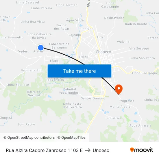 Rua Alzira Cadore Zanrosso 1103 E to Unoesc map