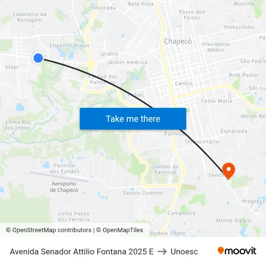 Avenida Senador Attilio Fontana 2025 E to Unoesc map