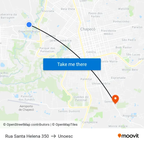 Rua Santa Helena 350 to Unoesc map