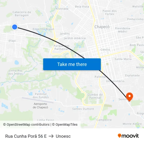 Rua Cunha Porã 56 E to Unoesc map