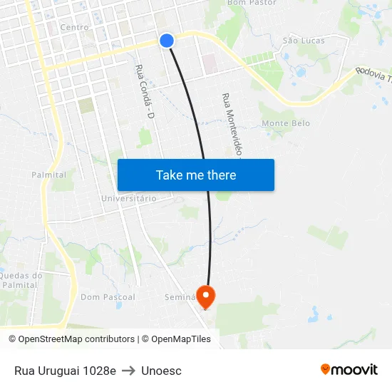 Rua Uruguai 1028e to Unoesc map