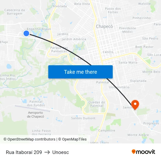 Rua Itaboraí 209 to Unoesc map
