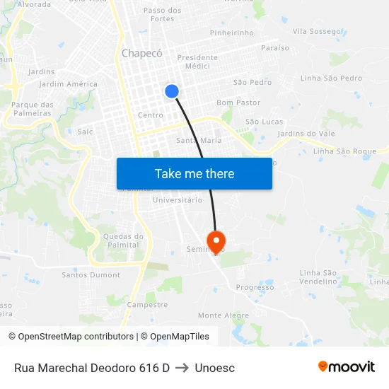 Rua Marechal Deodoro 616 D to Unoesc map