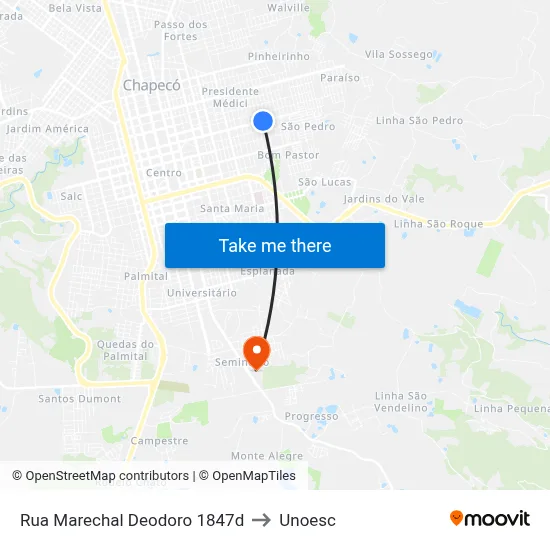Rua Marechal Deodoro 1847d to Unoesc map