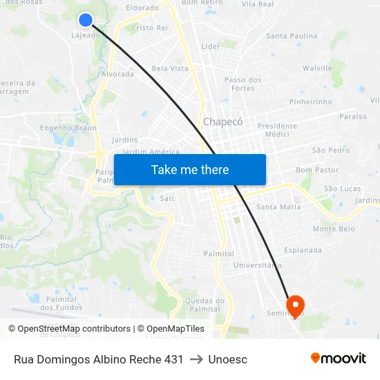 Rua Domingos Albino Reche 431 to Unoesc map