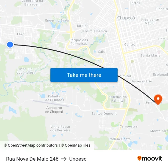 Rua Nove De Maio 246 to Unoesc map
