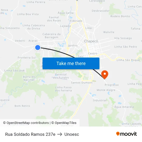 Rua Soldado Ramos 237e to Unoesc map