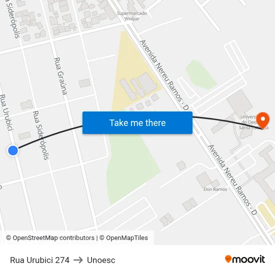 Rua Urubici 274 to Unoesc map