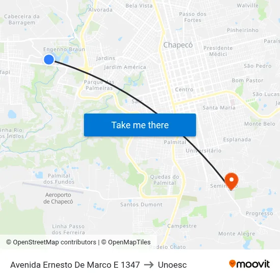 Avenida Ernesto De Marco E 1347 to Unoesc map