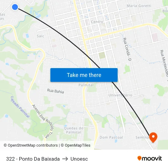 322 - Ponto Da Baixada to Unoesc map