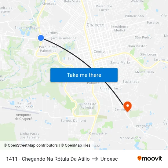 1411 - Chegando Na Rótula Da Atilio to Unoesc map