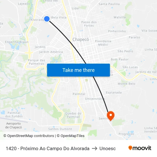 1420 - Próximo Ao Campo Do Alvorada to Unoesc map