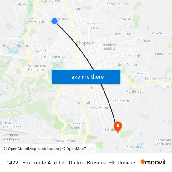 1422 - Em Frente À Rótula Da Rua Brusque to Unoesc map