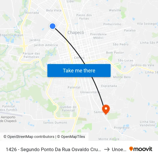 1426 - Segundo Ponto Da Rua Osvaldo Cruz B/C to Unoesc map