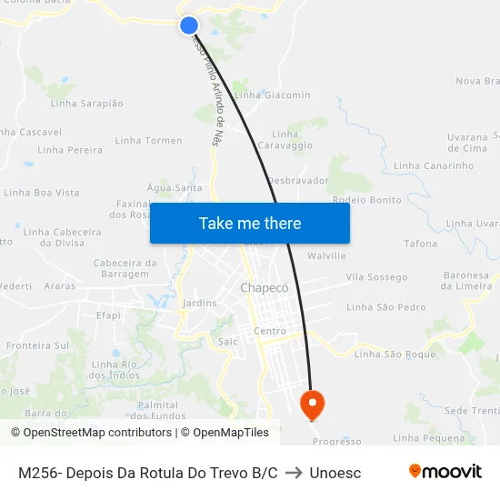 M256- Depois Da Rotula Do Trevo B/C to Unoesc map