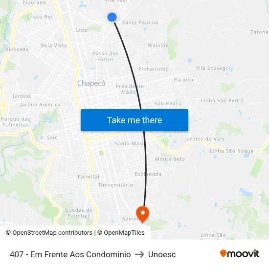 407 - Em Frente Aos Condominio to Unoesc map