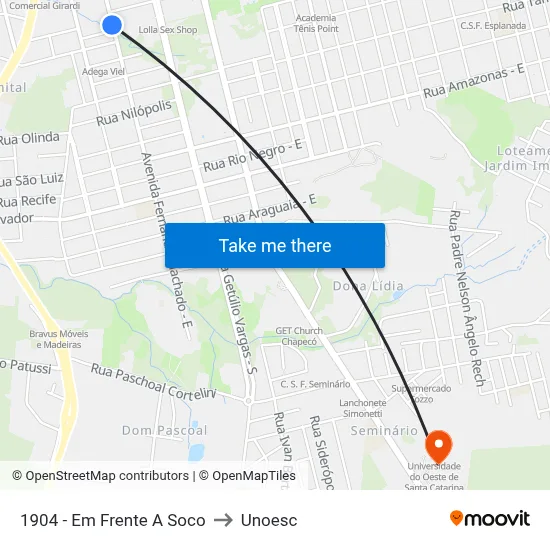1904 - Em Frente A Soco to Unoesc map