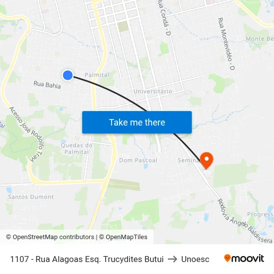 1107 - Rua Alagoas Esq. Trucydites Butui to Unoesc map