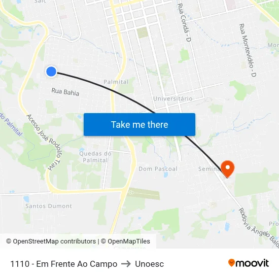 1110 - Em Frente Ao Campo to Unoesc map