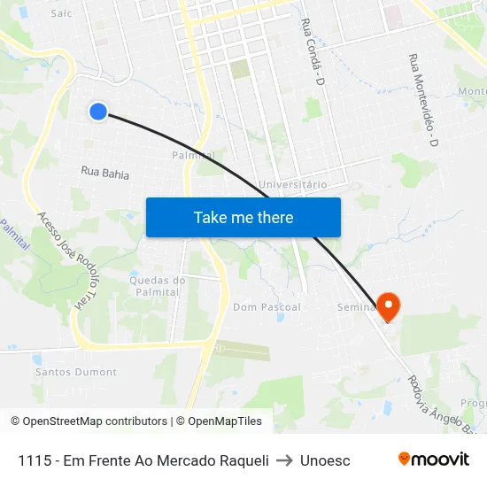 1115 - Em Frente Ao Mercado Raqueli to Unoesc map