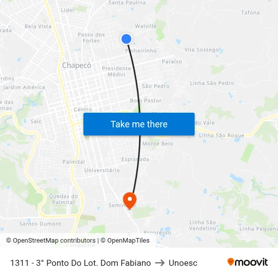 1311 - 3°  Ponto Do Lot. Dom Fabiano to Unoesc map