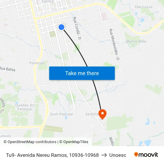 Tu9- Avenida Nereu Ramos, 10936-10968 to Unoesc map
