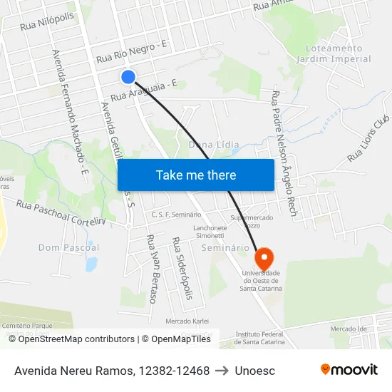 Avenida Nereu Ramos, 12382-12468 to Unoesc map
