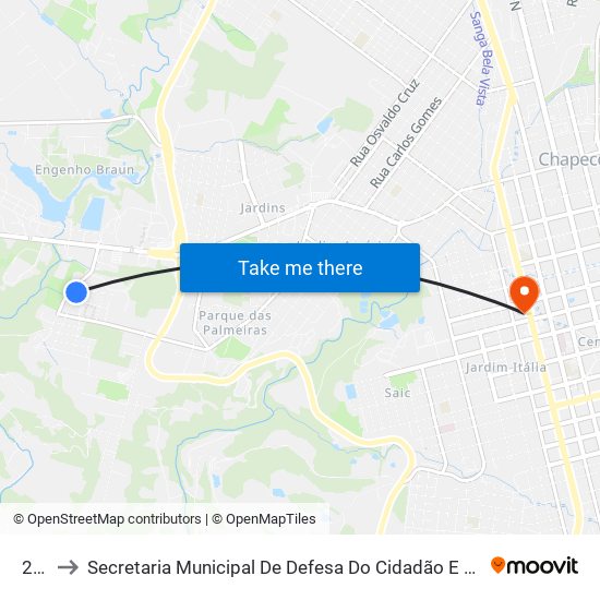 263 to Secretaria Municipal De Defesa Do Cidadão E Mobilidade map