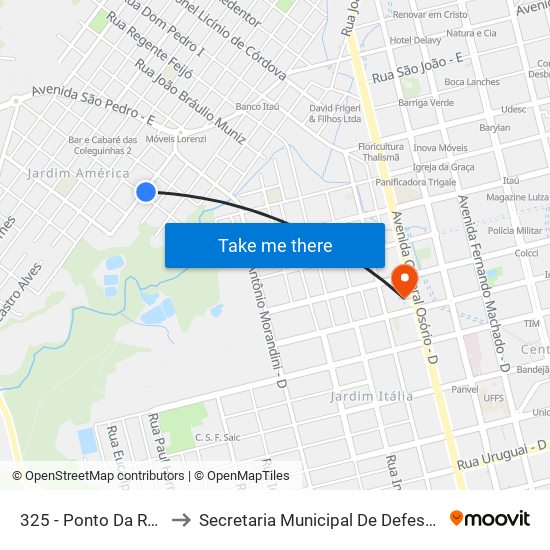 325 - Ponto Da Rua José Linhares to Secretaria Municipal De Defesa Do Cidadão E Mobilidade map